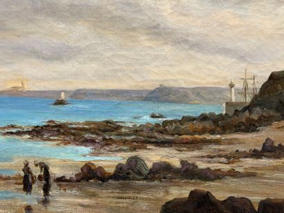 Alfred HOUSSEAUX (XIX)
Bord de mer.
huile...
