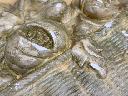 Bas relief en platre patiné: fruits et fleurs:
54...