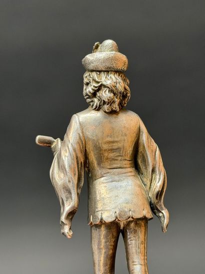 Troubadour 
Epreuve en bronze argenté. Manque...
