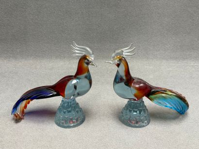 Paire de coqs en verre de venise
H: 25 c...