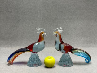 Paire de coqs en verre de venise
H: 25 c...