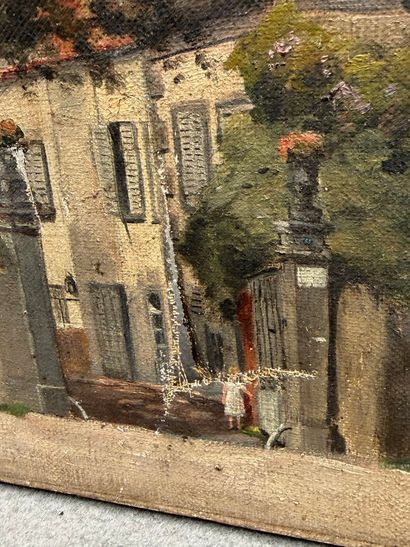 Paysage. 
trois huiles sur toile. 
27 x 41...