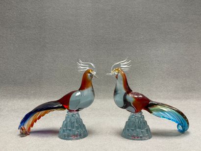 Paire de coqs en verre de venise
H: 25 c...