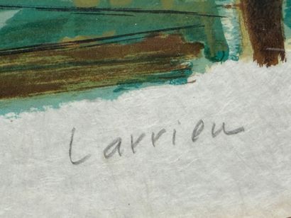Gaston LARRIEU (1908-1983) 
Le Pont.
Lithographie...