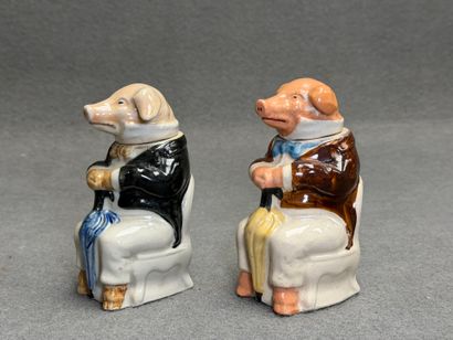 Deux moutardiers anthropomorphe cochons au...