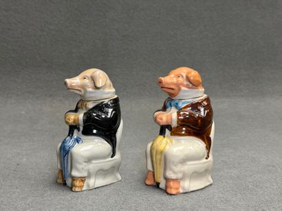 Deux moutardiers anthropomorphe cochons au...