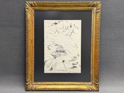 Hélène de BEAUVOIR (1910-2001) - 
Ski à Zermatt
Encre...