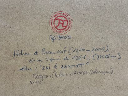 Hélène de BEAUVOIR (1910-2001) - 
Ski à Zermatt
Encre...