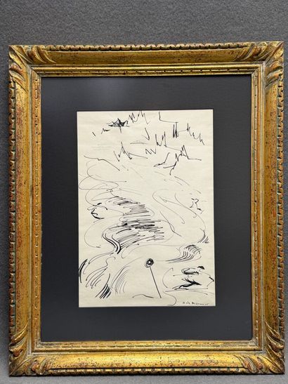 Hélène de BEAUVOIR (1910-2001) - 
Ski à Zermatt
Encre...