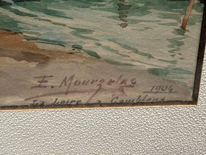 Ecole Française vers 1900
Bord de Loire 
Aquarelle,...