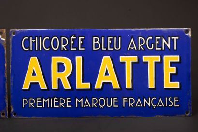 ARLATTE Silver-blue chicory.
Two enamelled...