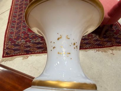 Opaline baluster vase with polychrome and...
