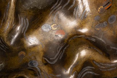 Japan early XX°:
Bronze stand with damascened...