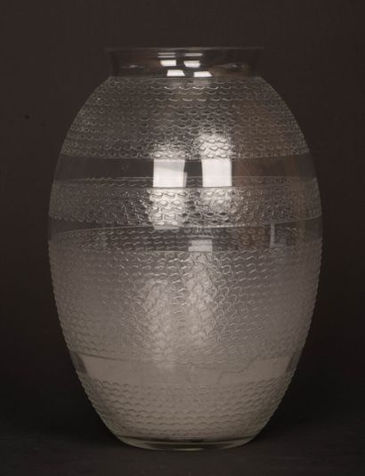 Daum Nancy France. 
White glass ovoid vase...