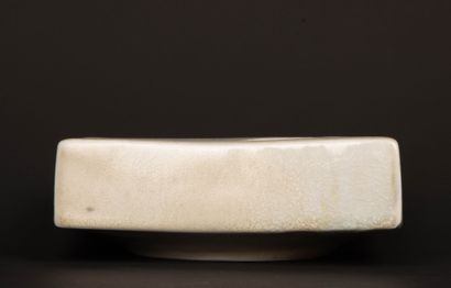 Quadrangular porcelain vase with round off-center...