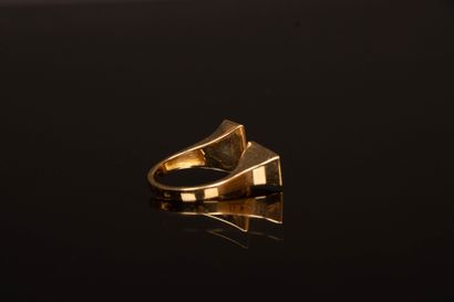Asymmetrical yellow gold ring set with two...