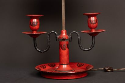 Two-light hot-water bottle lamp, shade in...
