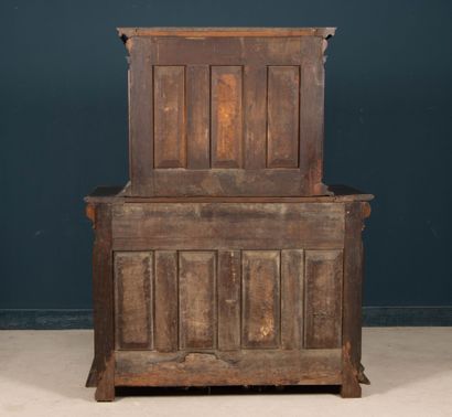 Two-part sideboard in molded walnut opening...