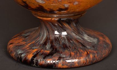 DAUM NANCY France
Vase on pedestal in orange-brown...