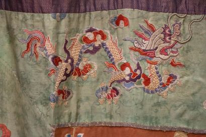 Silk portetière with Chinese embroidery on...