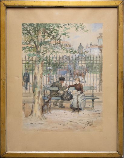 L. VARIN (XIX°)
Charming scene in the park....