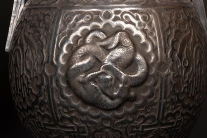 Pair of Asian-style ceramic handle vases...
