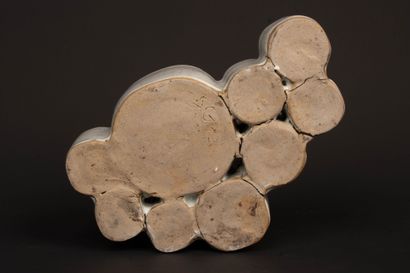 Stoneware sculpture, white crackle glaze,...