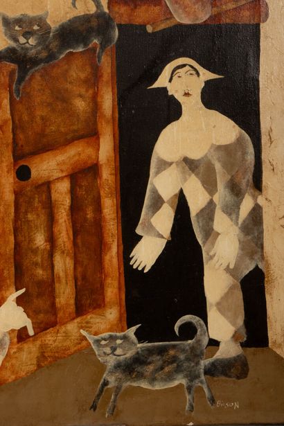 Harold BILSON (1948)
Tavern scene with harlequins
Oil...