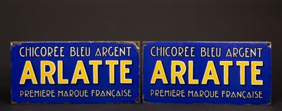 ARLATTE Silver-blue chicory.
Two enamelled...