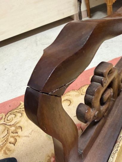 Carved exotic wood salon with three armchairs...