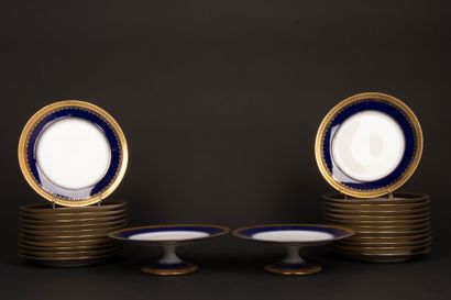 Limoges porcelain dessert service, midnight...