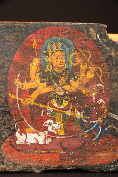 NEPAL 
Wooden prayer book plates, finely...