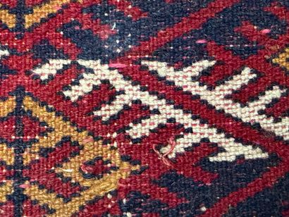 Hand-woven wool carpet.
Turkmenistan mid-20th...