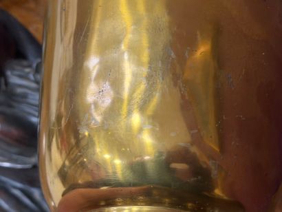 Brass basin lamp, cylindrical base with two...