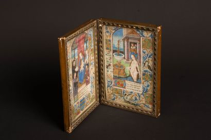 Two rare illuminated leaves from the 15th...