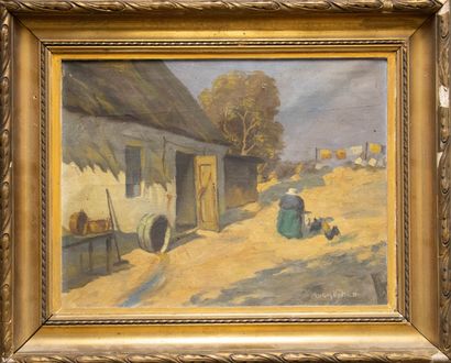 August JANSEN (1881-1957) 
Farmer on the...