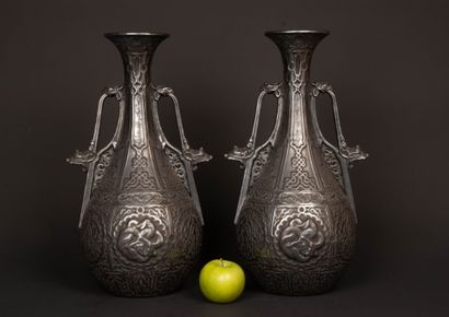 Pair of Asian-style ceramic handle vases...