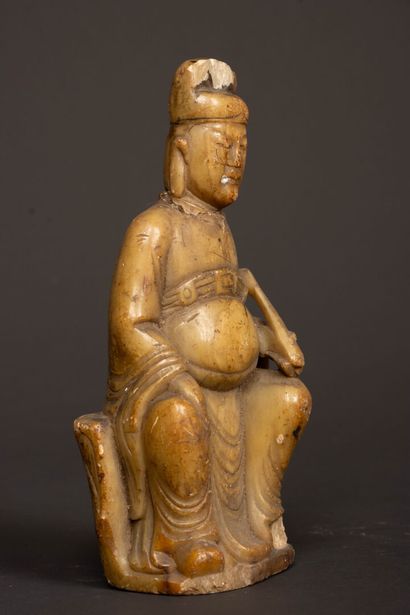 Statuette in Shousan stone (beige steatite)...