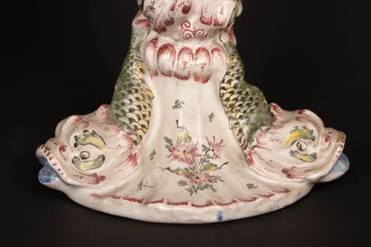 Important pair of polychrome enameled earthenware...