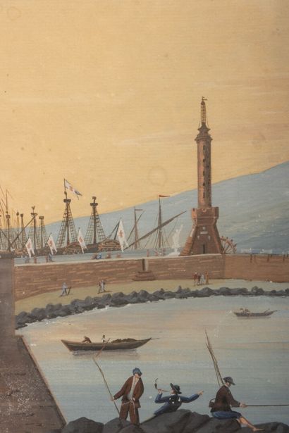 Neapolitan school XIX century.
View of Vesuvius...