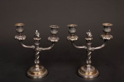 Pair of silver-plated bronze candlesticks
Louis...