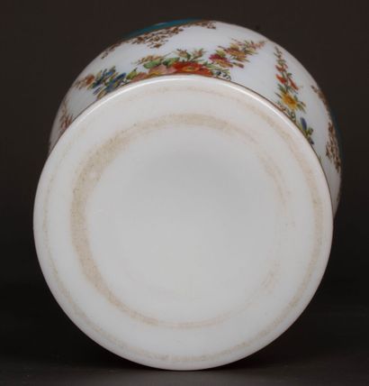 Opaline baluster vase with polychrome and...