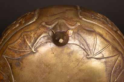 Asian bronze bowl decorated with life scenes...