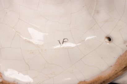 Important pair of polychrome enameled earthenware...