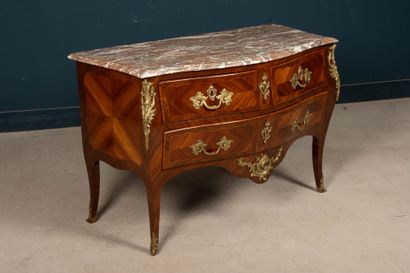 All-sided curved chest of drawers in amaranth...