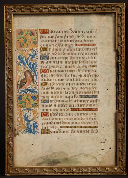 Two rare illuminated leaves from the 15th...