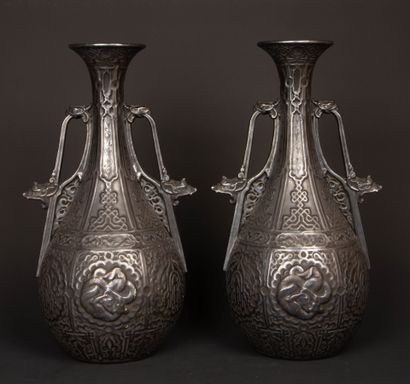 Pair of Asian-style ceramic handle vases...