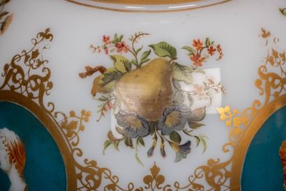 Opaline baluster vase with polychrome and...