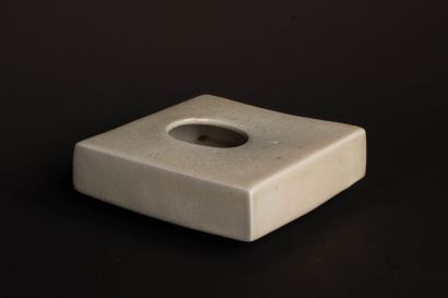 Quadrangular porcelain vase with round off-center...