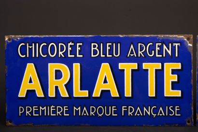 ARLATTE Silver-blue chicory.
Two enamelled...